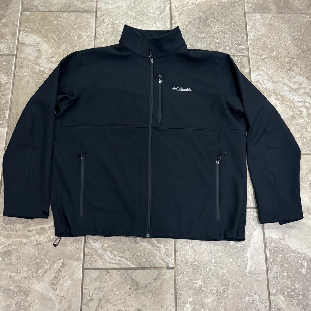 Columbia Ascender Softshell Jacket Mens XXL Black Full Zip Fleece Lined WM6044